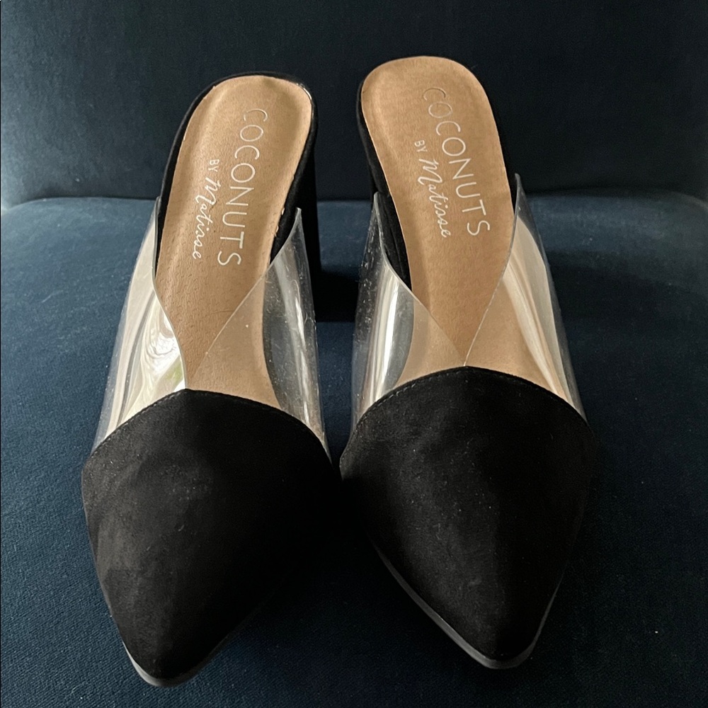 Coconuts by Matisse Black and Clear Women's Mules